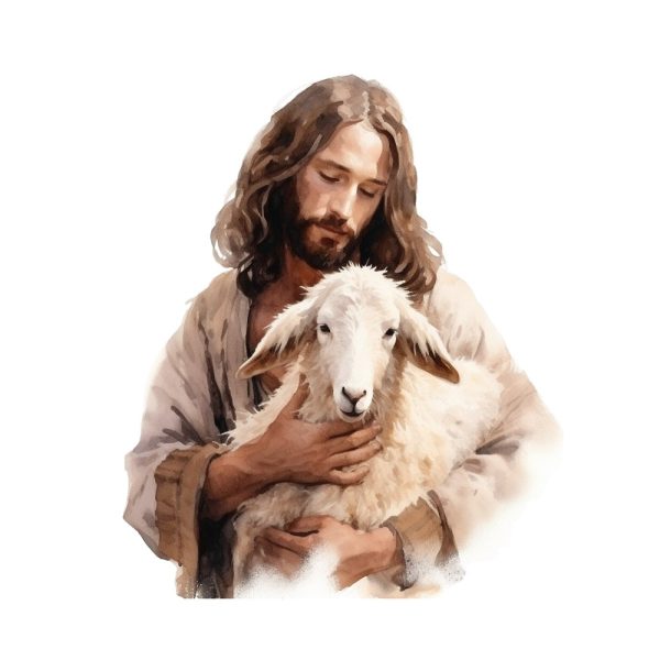 Jesus Holding Lamb Fabric Panel Sale