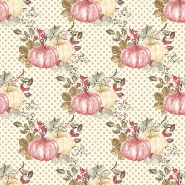 Pumpkin Paradise On Grunge Dots Fabric Online now