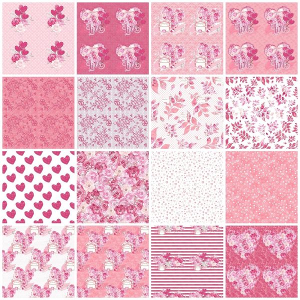 Roses Heart Valentine Fabric Collection - 1 Yard Bundle Online