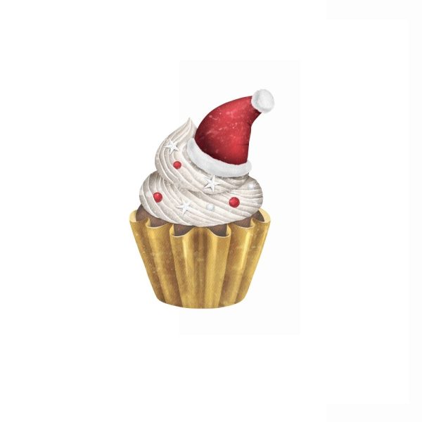 Santa s Hat Cupcake Fabric Panel - White Hot on Sale