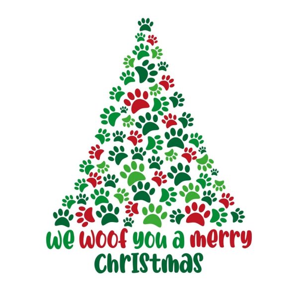 Paw Print Christmas Tree Fabric Panel For Discount