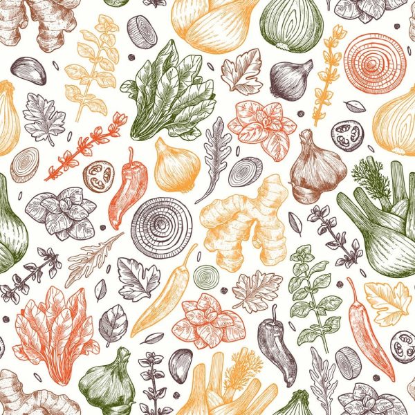 Sketched Herbs & Spices Fabric Discount