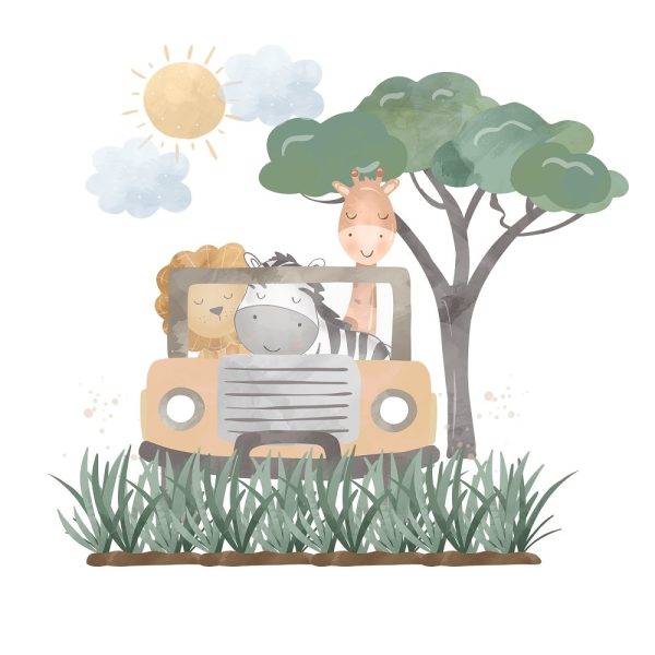 Safari Tour With Friends Fabric Panel on Sale