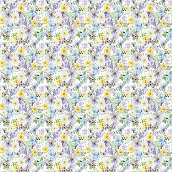 Retro Pastel Flowers & Butterflies Fabric Discount