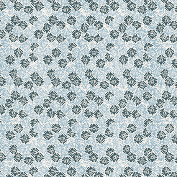 Packed Vintage Japanese Flowers Fabric - Blue For Cheap