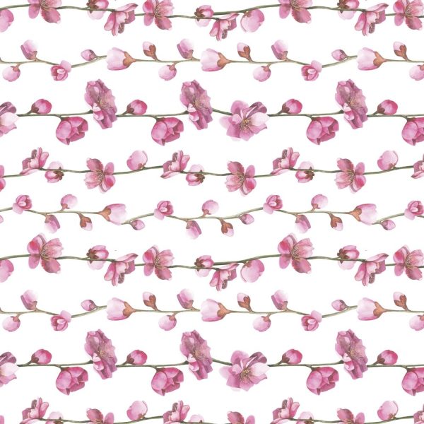 Sakura Branch Fabric - White Online