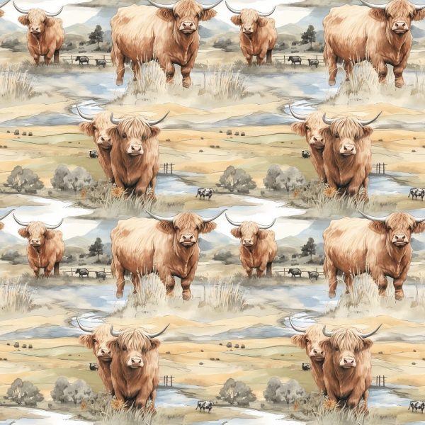 Scottish Highland Cows #3 Fabric Online Hot Sale