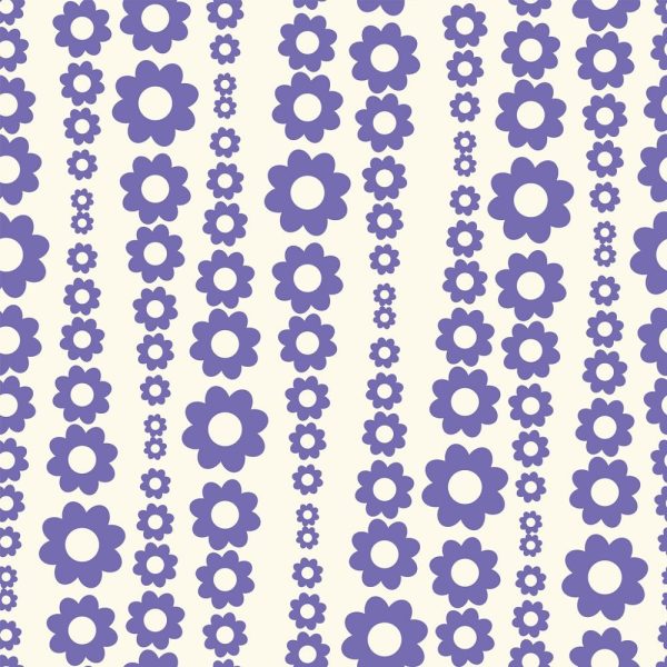 Retro Optical Illusion Floral Fabric - Purple Tan Discount