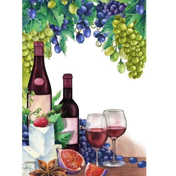 Red Wine In The Vineyard Fabric Panel For Discount