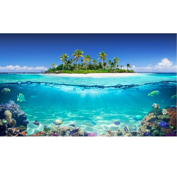Realistic Tropical Island And Coral Reef Fabric Panel Online