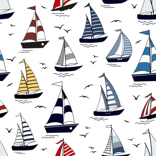 Cartoon Sailboat Fabric For Sale