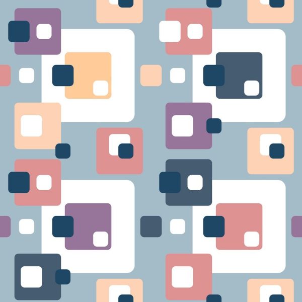 Retro Abstract Rectangles Fabric - Blue Gray Online Hot Sale