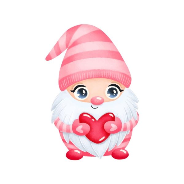 Cartoon Gnome With Heart Fabric Panel - White Hot on Sale