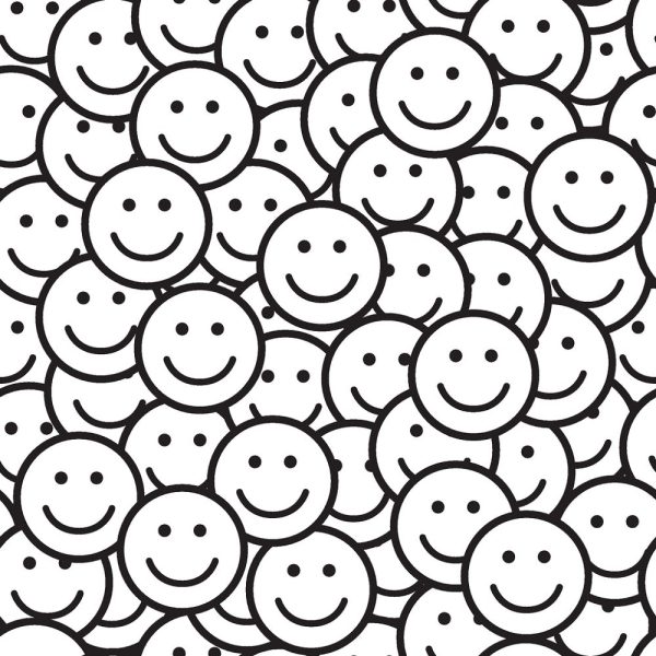 Smiley Face Fabric - Black White Fashion