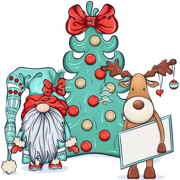 Christmas Gnome & Reindeer Fabric Panel - Multi Online Hot Sale