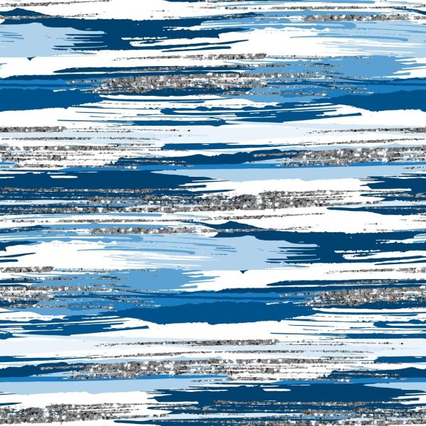 Silver Glitter and Brush Stroke Fabric - Spanish Blue Sale