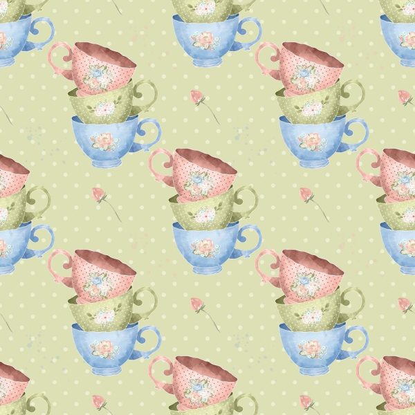Tea Time Cup Set Fabric - Green Cheap