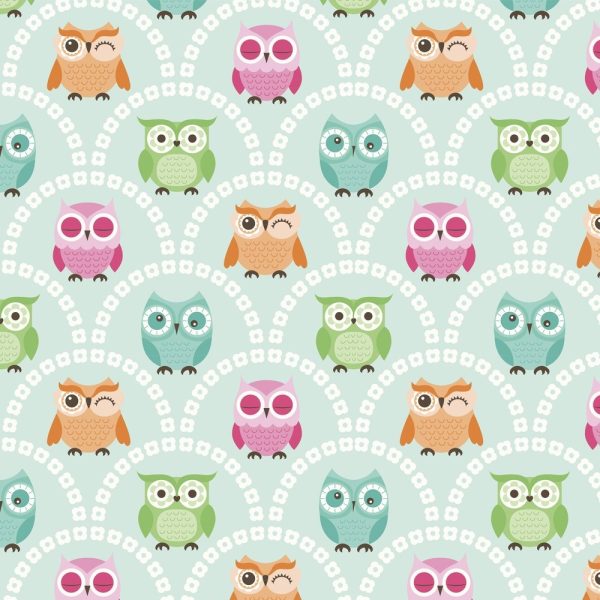 Cartoon Owls With Background Design Fabric - Multi Online Hot Sale